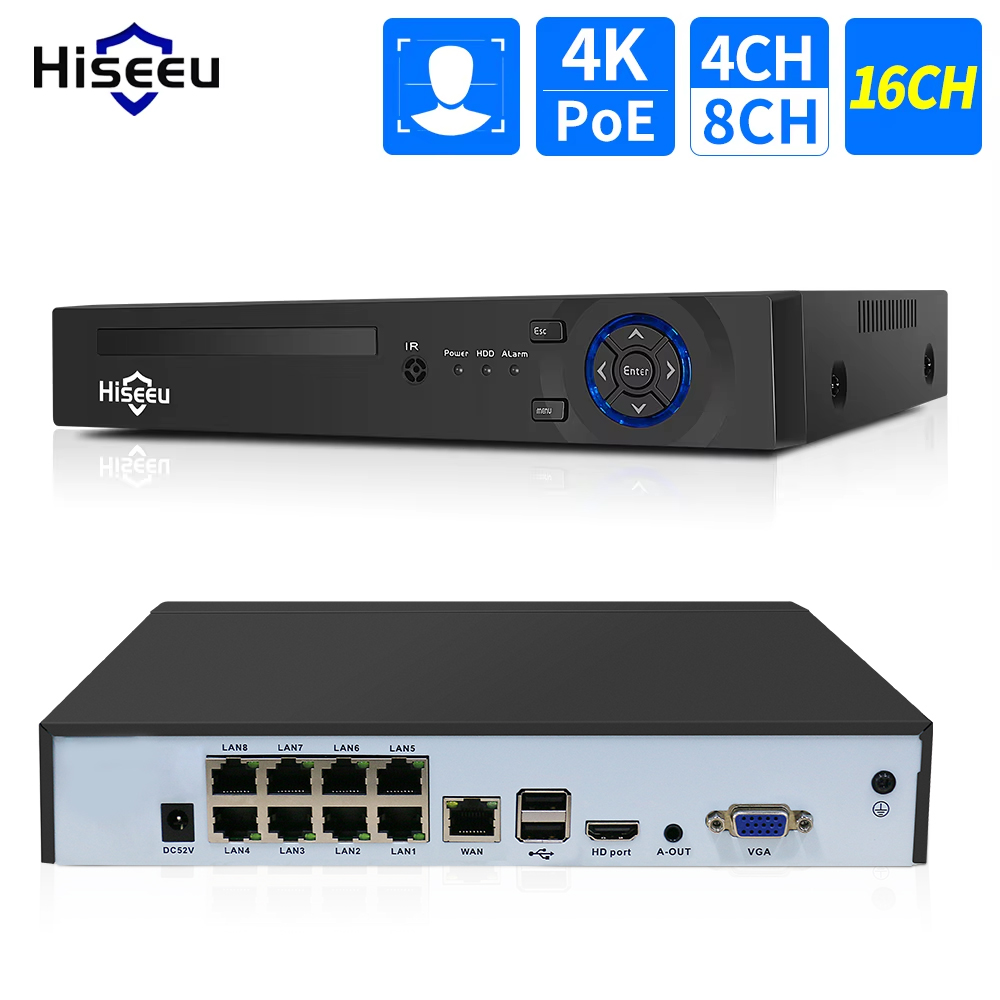 Hiseeu 4CH 10CH 16CH 4K 8MP 5M - đánh giá và giá Home Security With Camera