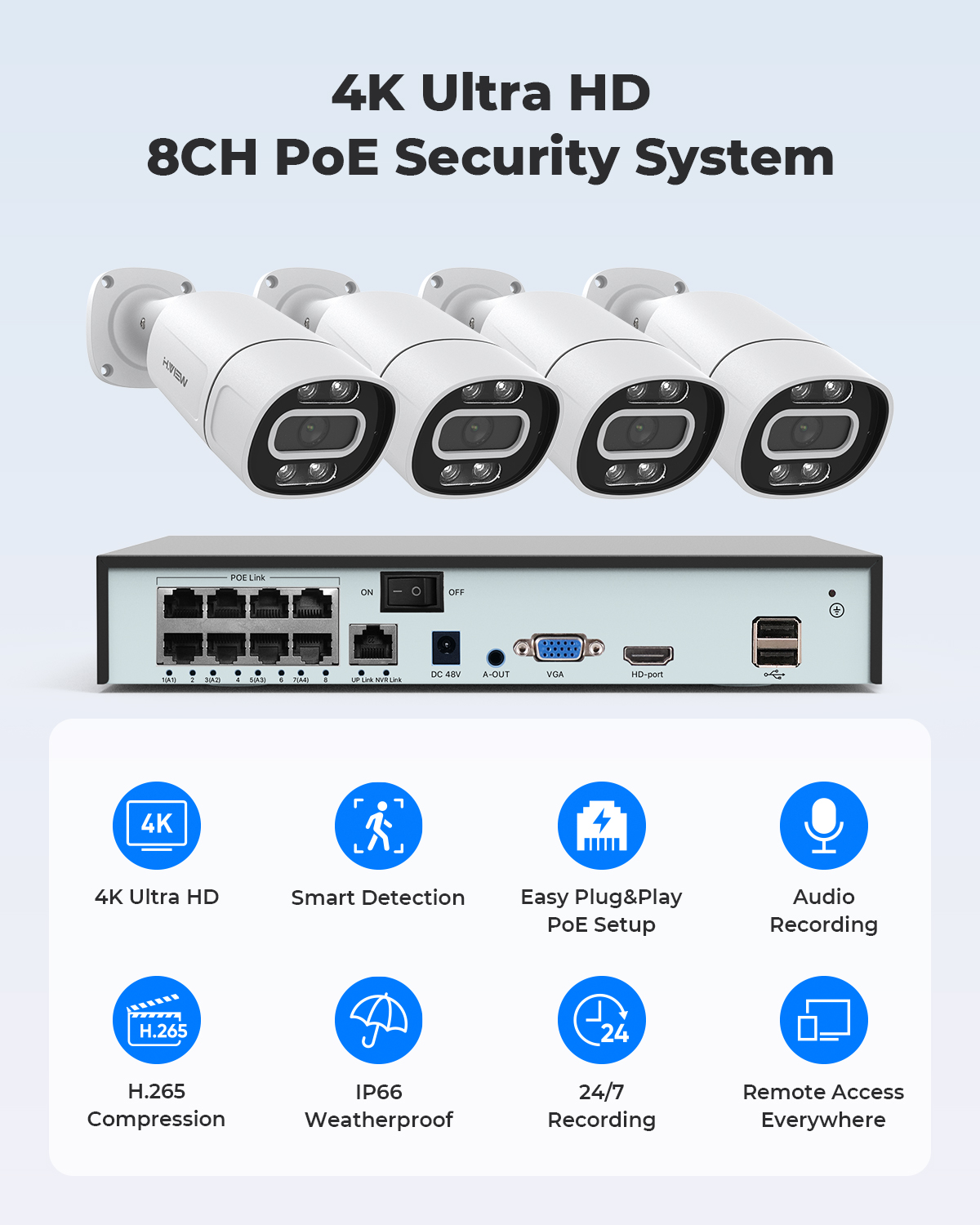 H.View 4K 5Mp 8Mp Poe CCTV Sec - đánh giá và giá Home Security Cameras Outdoor