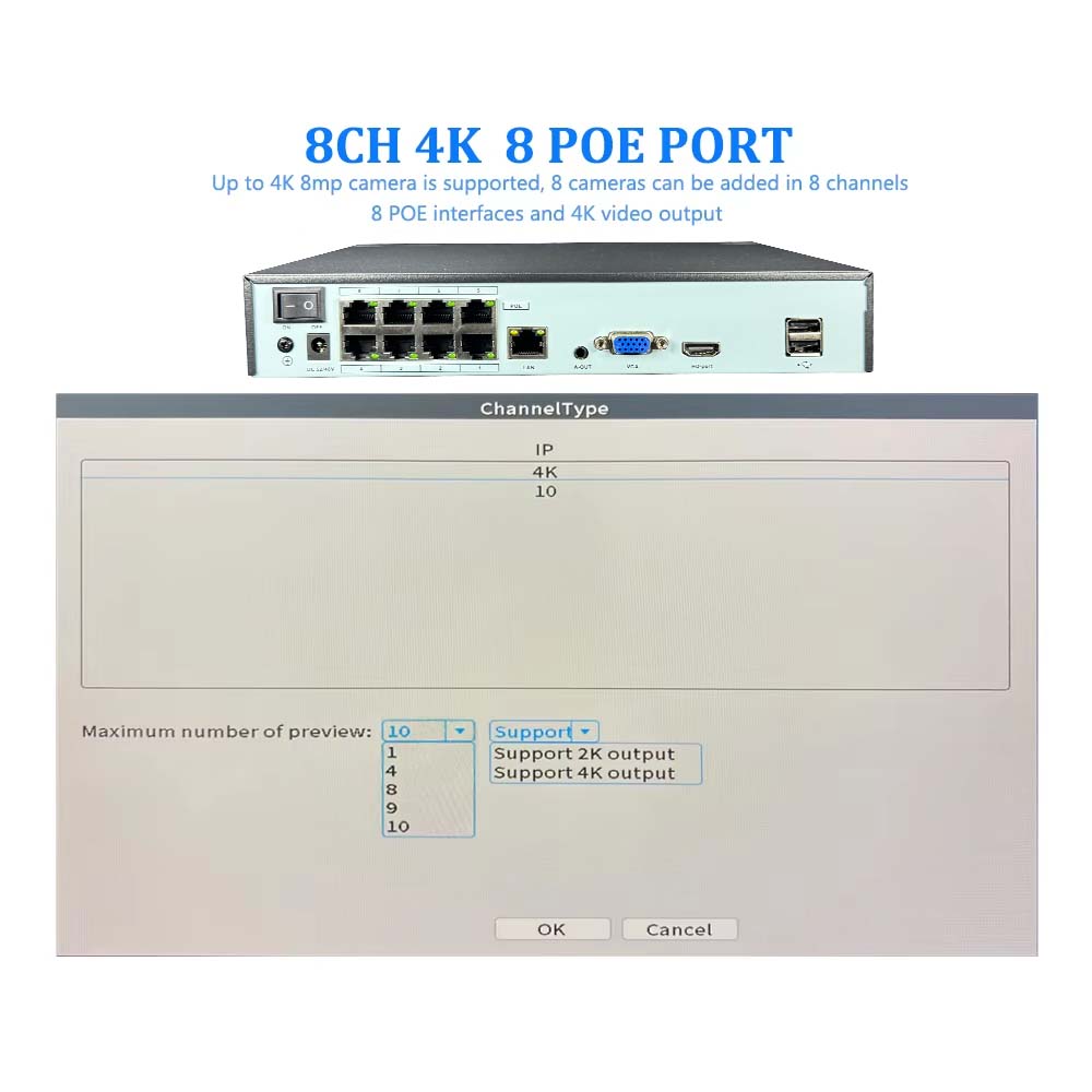 4K 10CH NVR 4/8Port POE For 8M - đánh giá và giá Home Security With Camera